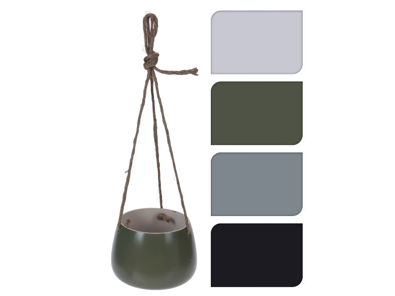 Reen flower pot ceramic w/ rope
