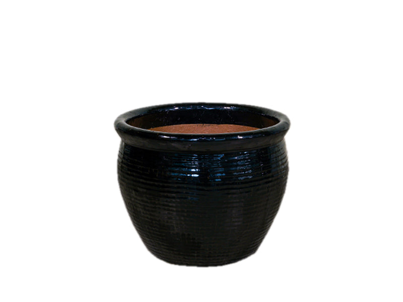 Portly Raster pot - Shiny Black