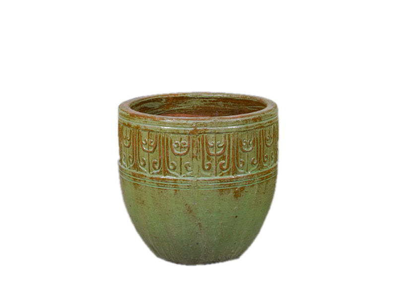 Glazed Off Egg Pot - Green 'W28 x H28