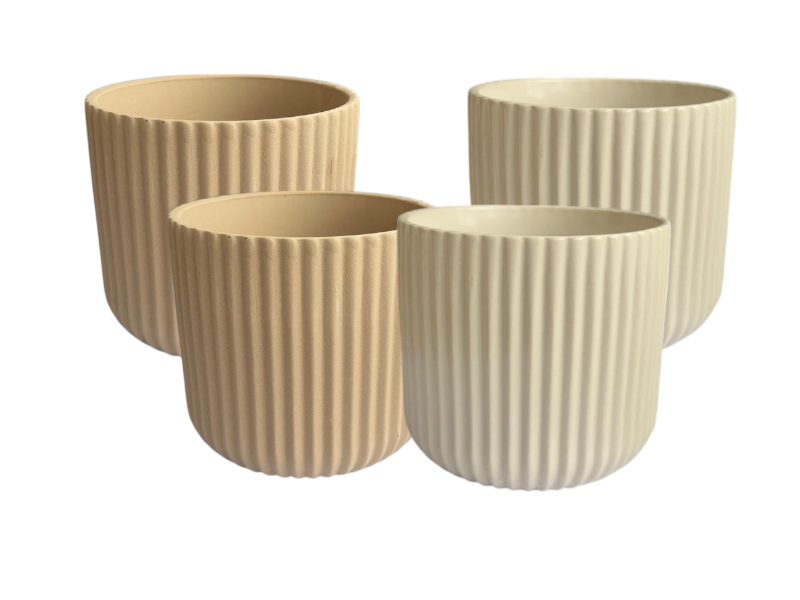 Glazed flowerpot ivory 13x13x13cm