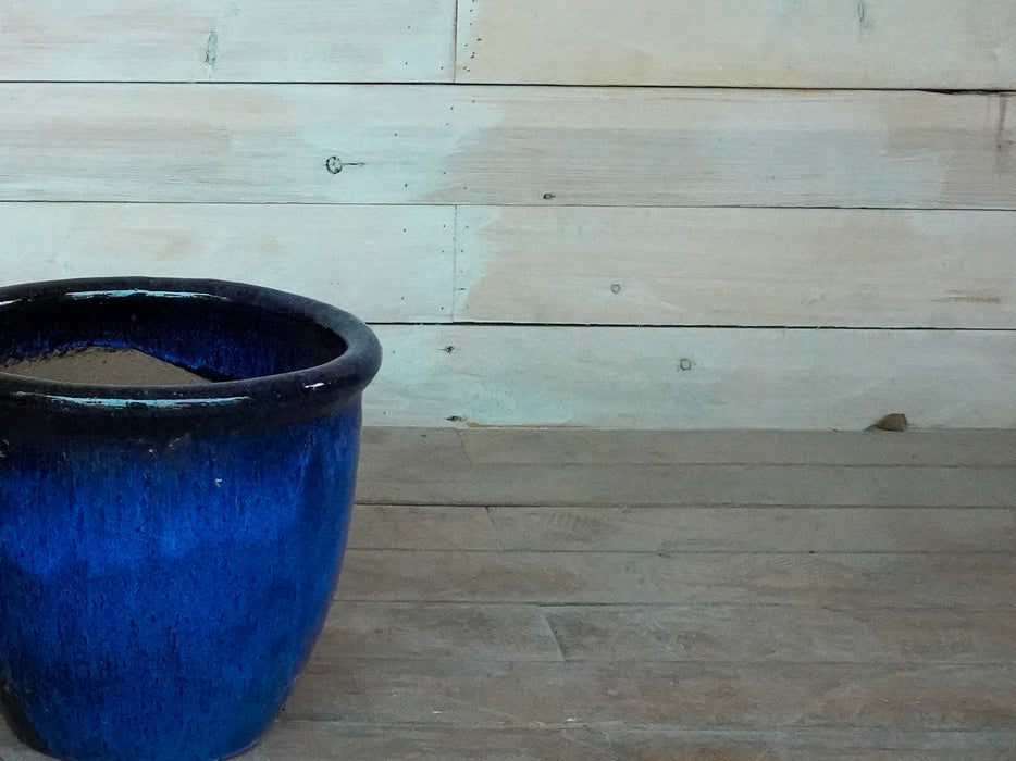 Glazed Rim Pot - Blue