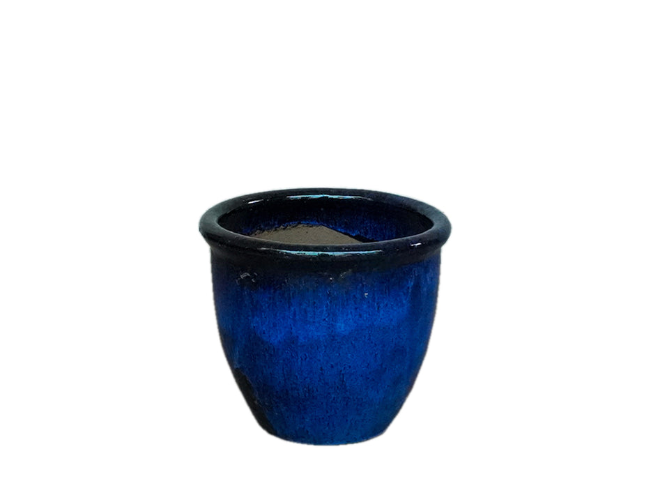 Glazed Rim Pot - Blue