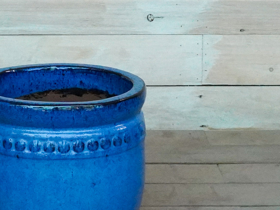 Rim Glazed Blue Pot