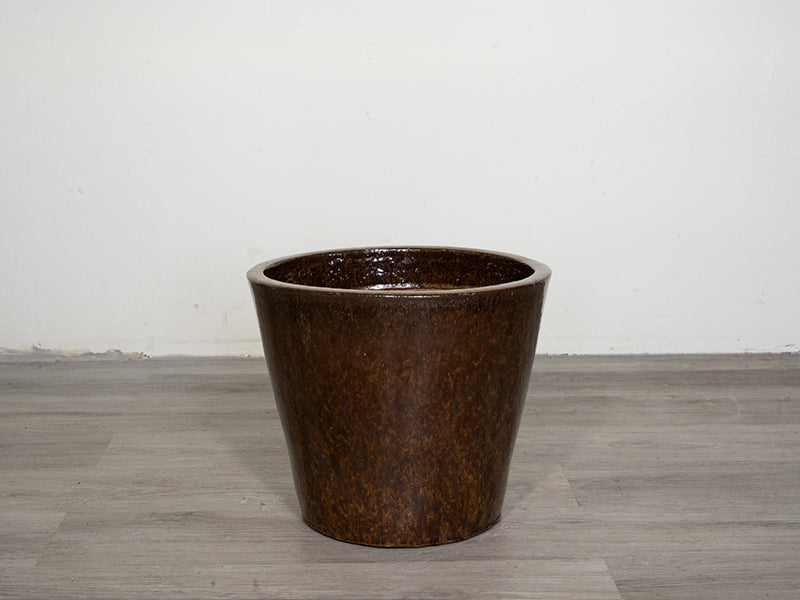 Conical Glazed Pot - Brown