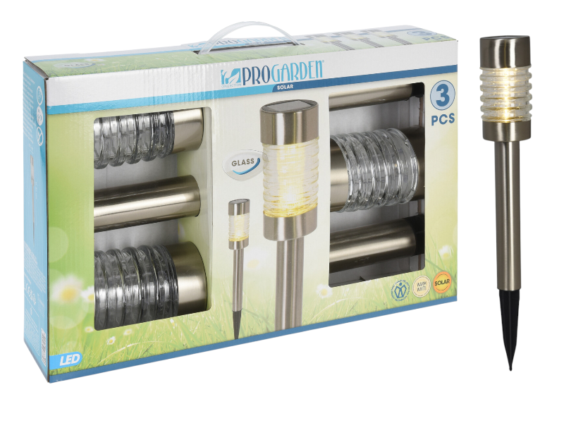 Set of 3 Stainless Steel Spike Light