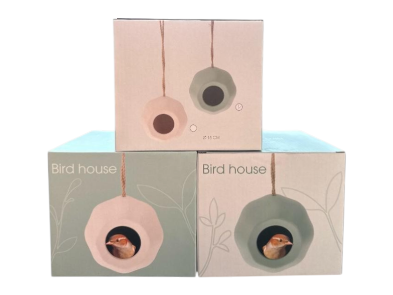 Bird house round 15cm assrt.