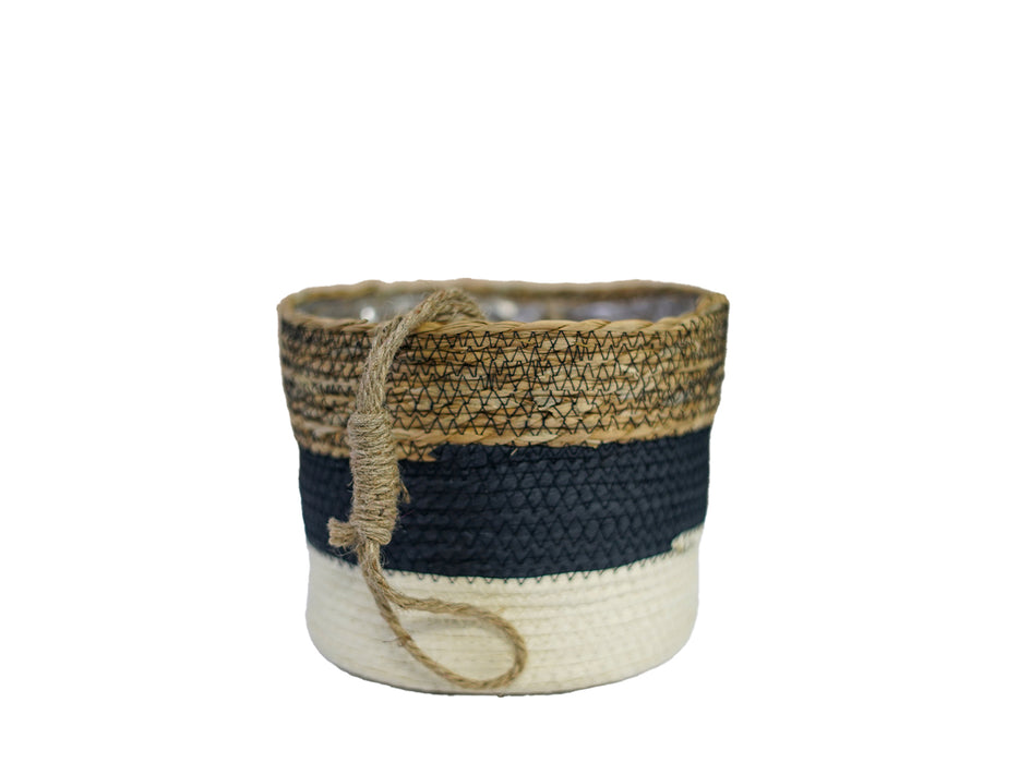 Straw Hang Basket Tri-Color