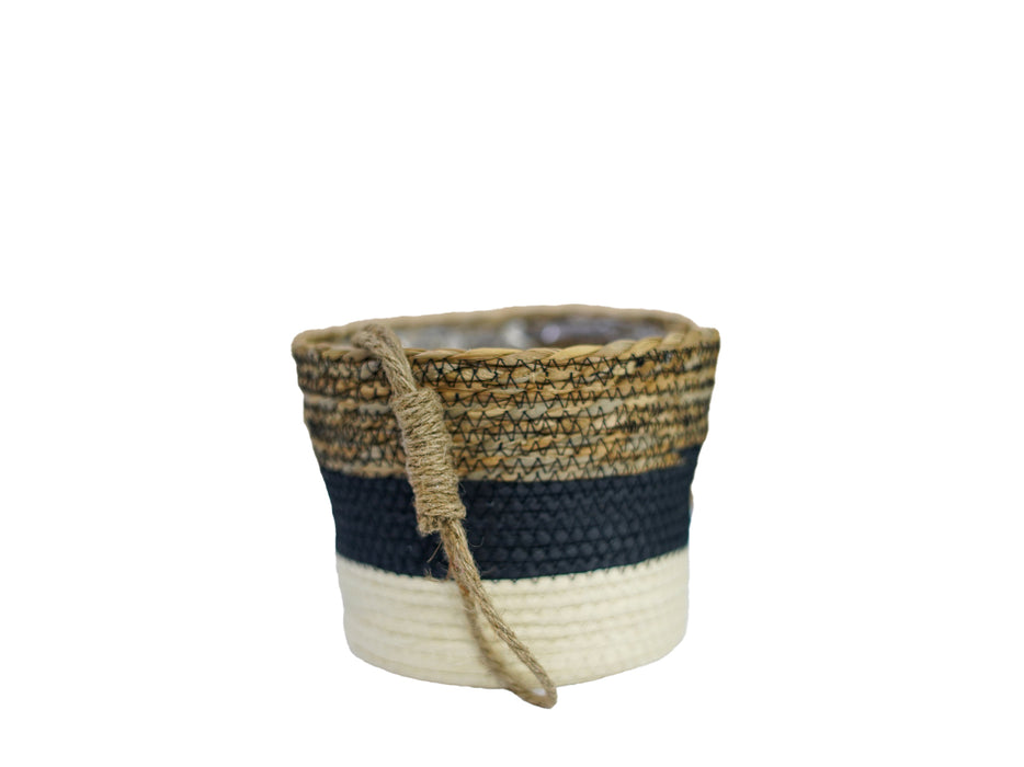 Straw Hang Basket Tri-Color