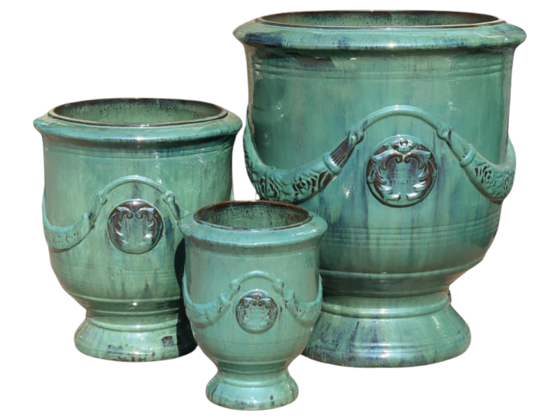 Glazed provencal urn 50x50x58 'FGR