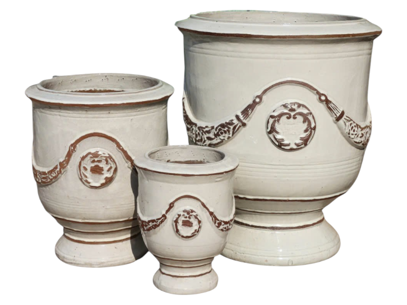 Glazed provencal urn 50x50x58 'WH