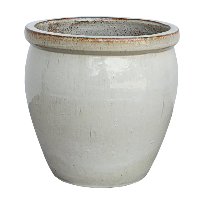 TH Glazed Ceramic Pot 'White