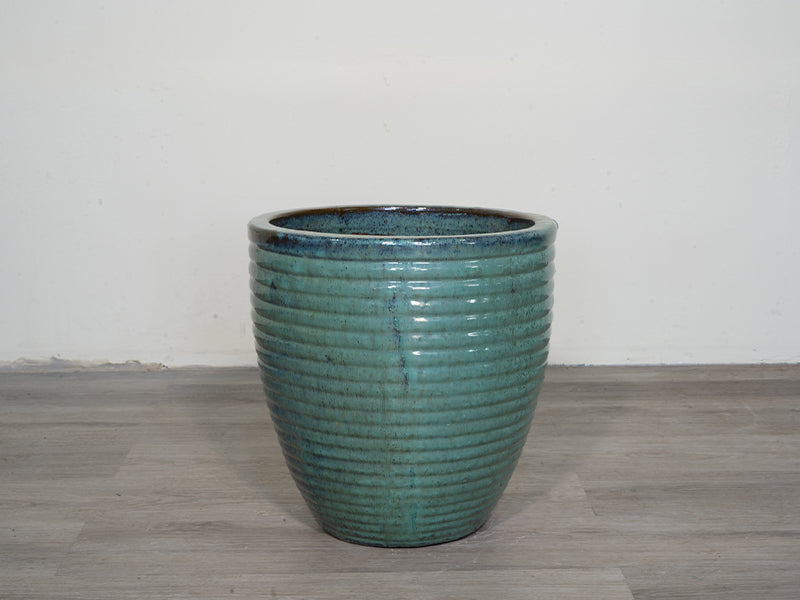TK Ribbed Ceramic pot - Jade Green