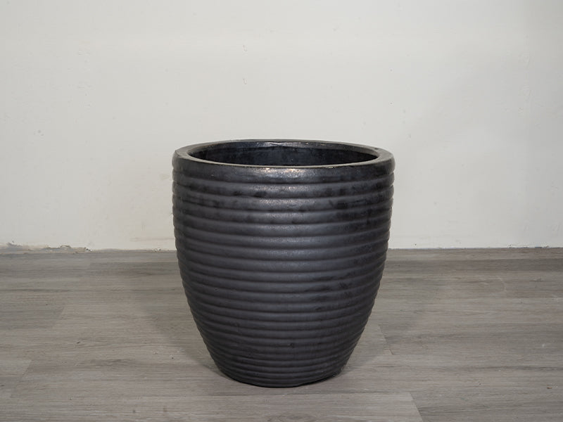 TK Ribbed Ceramic Pot - Matte Black