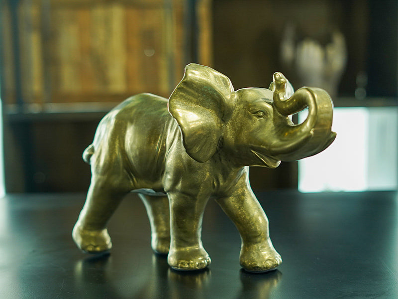 Ornament Elephant Stoneware - Gold