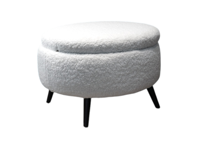 Teddy Pouf Polyester Ivory