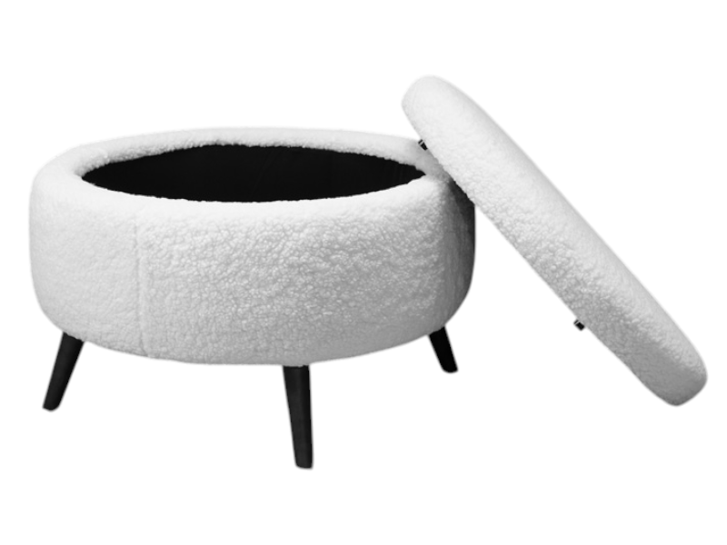 Teddy Pouf Polyester Ivory