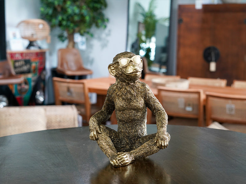 Monkey See Statue Gold Polyresin