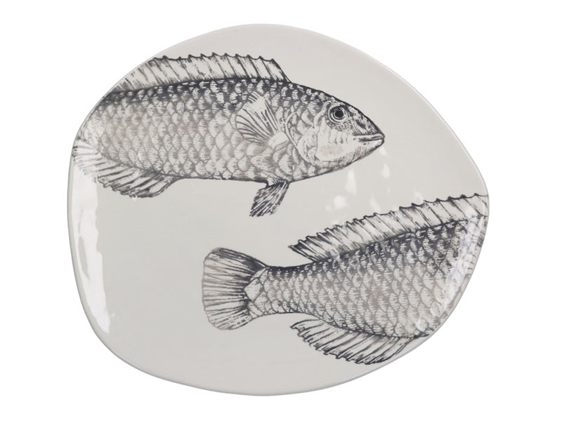 Plate Fish Ceramic Grey
