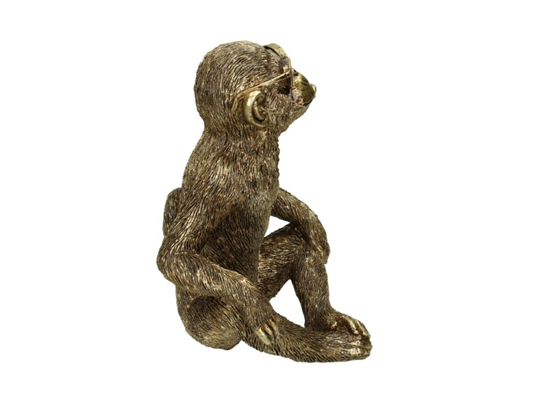 Monkey See Statue Gold Polyresin
