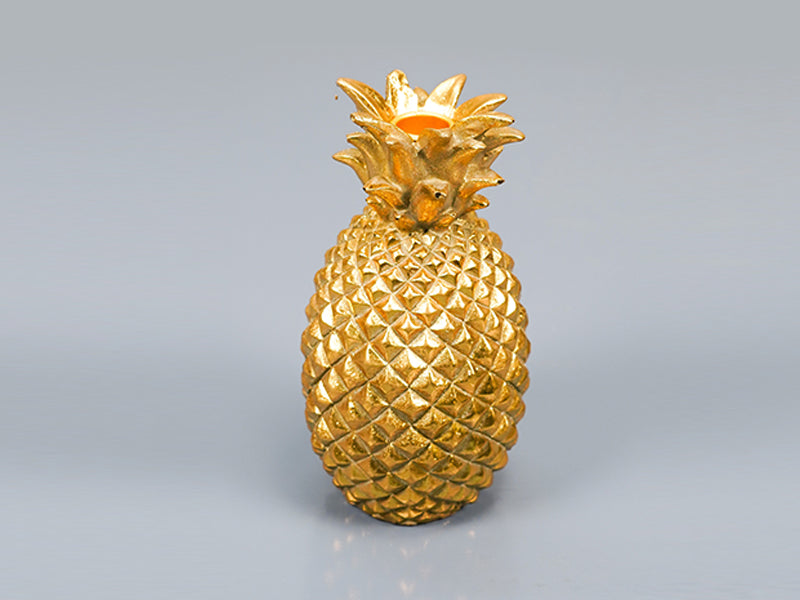Candle Stick Polyresin Gold - Pineapple